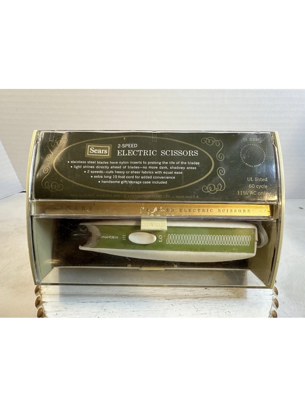 Vintage Sears 2 Speed Electric Scissors - Fabric Cutter 10ft Cord Case Light